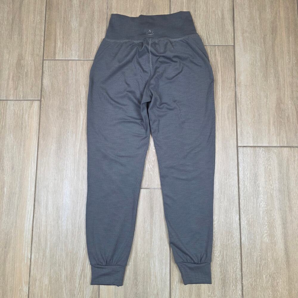 Beyond Yoga Ribbed Jogger Pants Womens S Gray High Rise Lounge Pocket - Picture 7 of 8